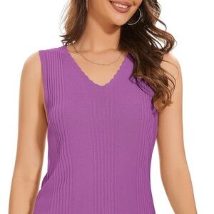 Women's Tank Tops V Neck Sleeveless - Soft Purple - Size M
